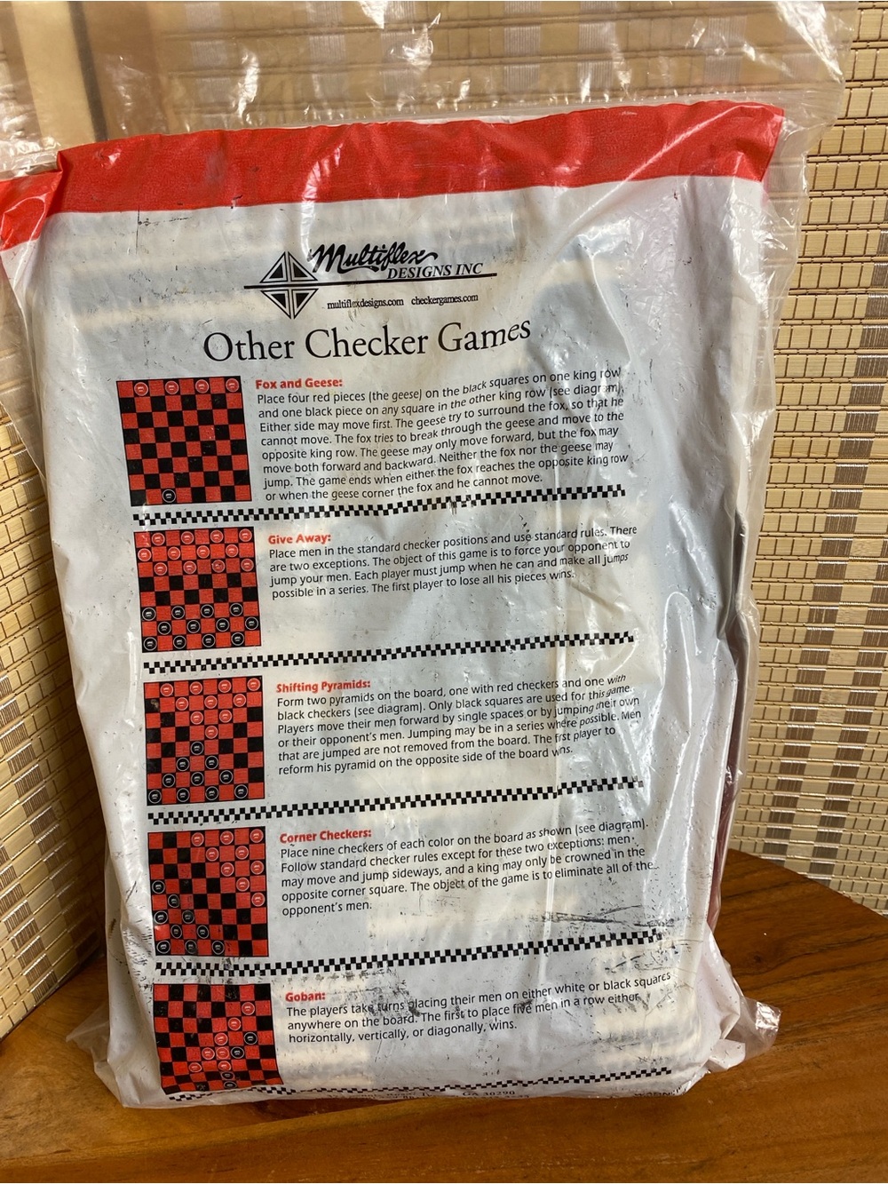 Multiflex 3in Jumbo 3 n 1 Checkers Tic Tac Toe Cloth Board Game Reversible New